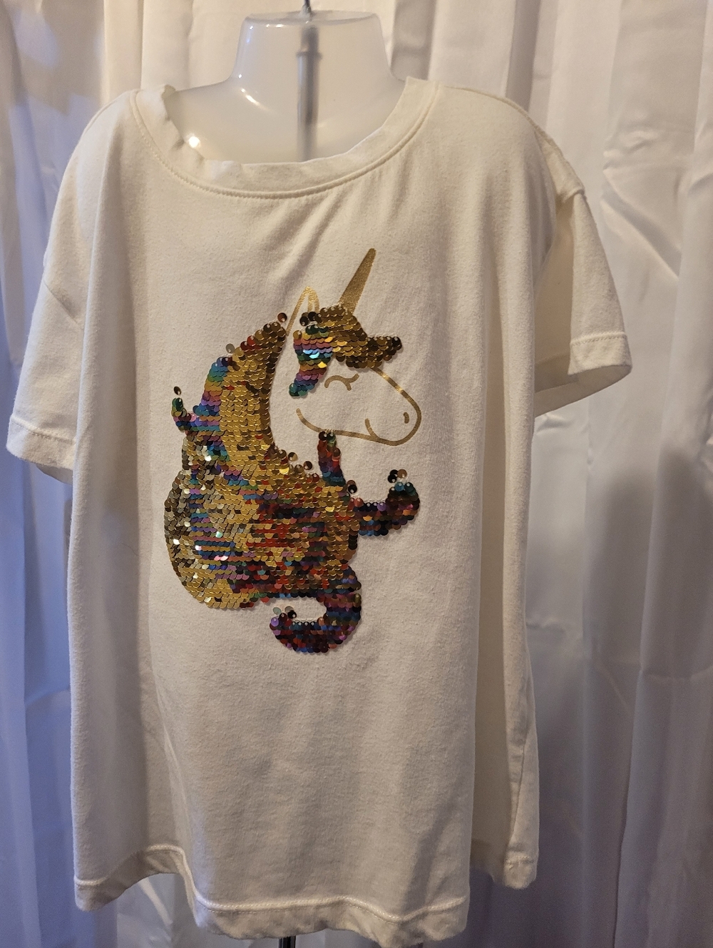 Cat & Jack White Tee with Multicolor Sequin Unicorn